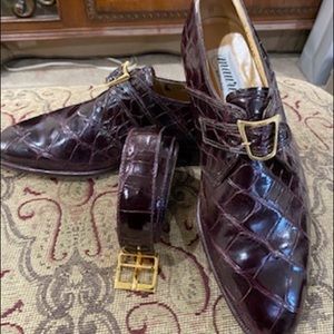 Men's designer shoe size 10 with matching belt great condition